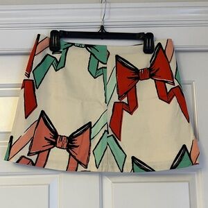 Judith March Red and Green Bow Mini Skirt
